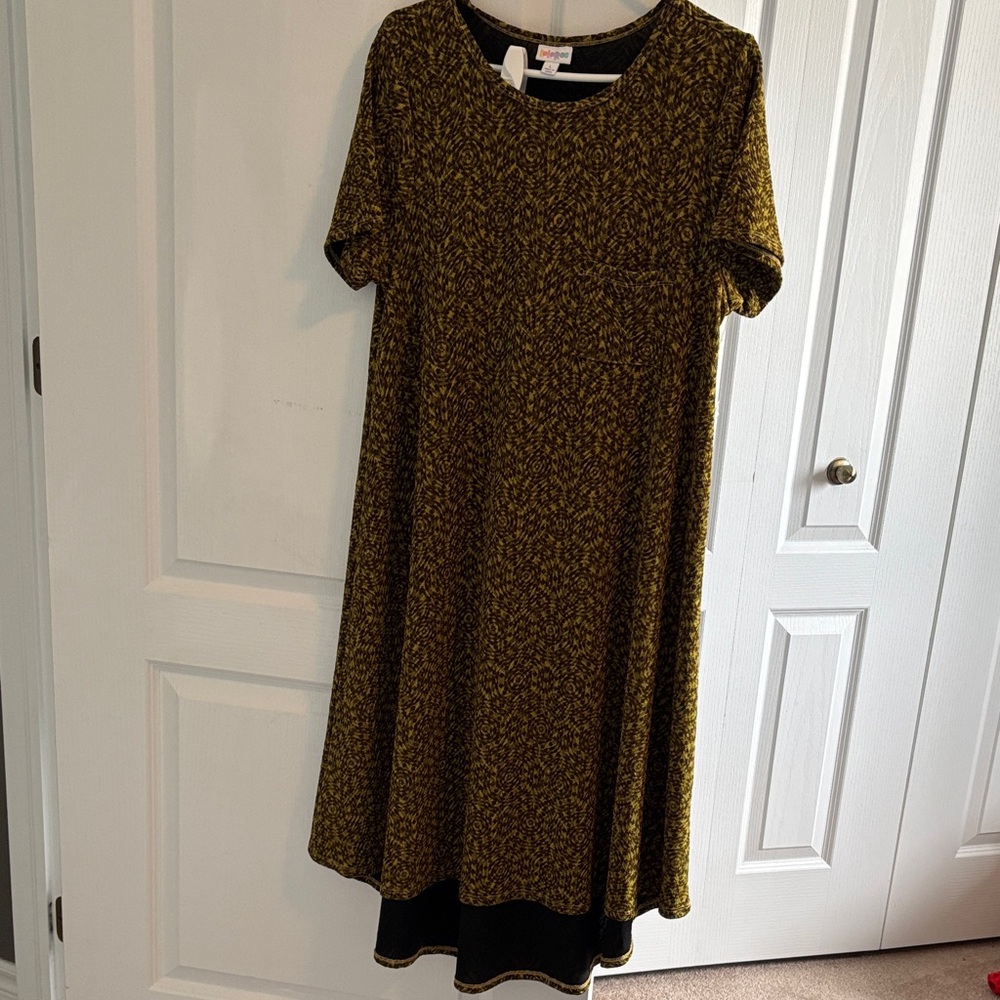 LuLaRoe Carly Brown and Gold High Low Dress